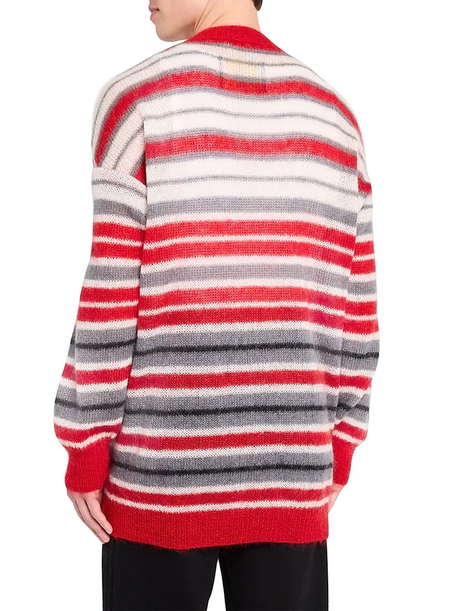 Marni Men's Striped Mohair-Nylon-Wool Cardigan | Thumbnail 4 Marni Men's Striped Mohair-Nylon-Wool Cardigan | Thumbnail 4