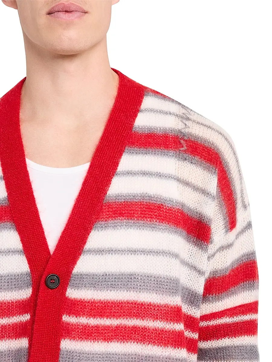 Marni Men's Striped Mohair-Nylon-Wool Cardigan | Thumbnail 5 Marni Men's Striped Mohair-Nylon-Wool Cardigan | Thumbnail 5