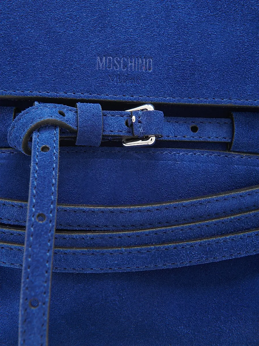 Moschino Women's Mini Tie Me Suede Top Handle Bag - Blue | Thumbnail 8 Moschino Women's Mini Tie Me Suede Top Handle Bag - Blue | Thumbnail 8