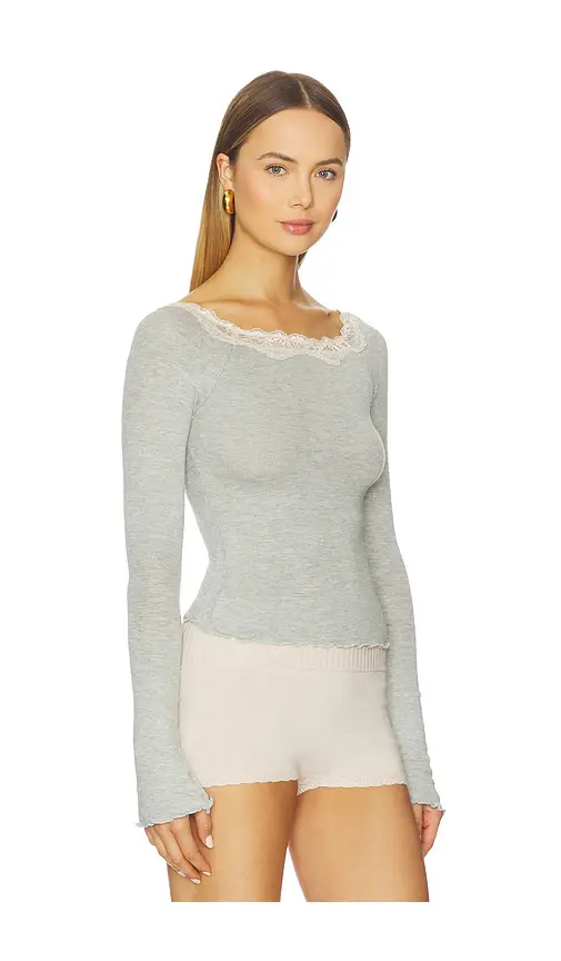 Free People x Intimately Oh My Darling Long Sleeve In Heather Grey Combo | Thumbnail 2