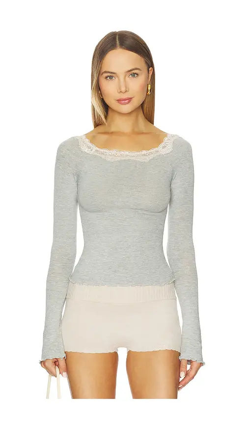 Free People x Intimately Oh My Darling Long Sleeve In Heather Grey Combo | Image 1 Free People x Intimately Oh My Darling Long Sleeve In Heather Grey Combo | Image 1