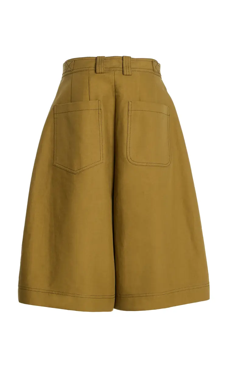 Christopher John Rogers Cotton Culotte Shorts - Olive | Thumbnail 9