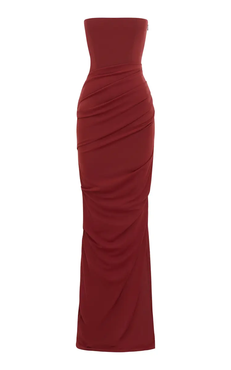 Strapless Stretch-Mesh Maxi Dress