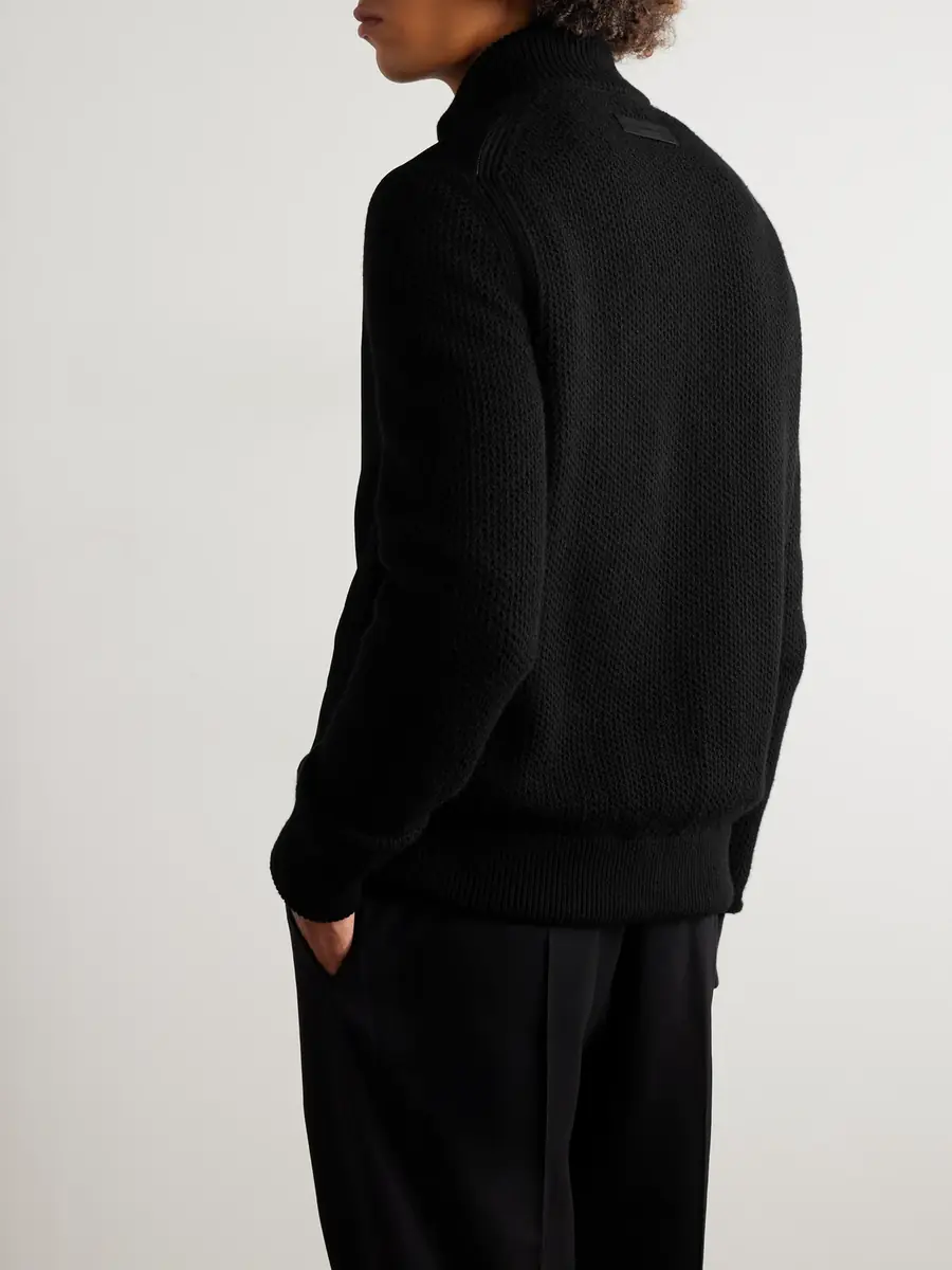 Zegna Suede-Trimmed Textured-Cashmere Jacket - Men | Thumbnail 4