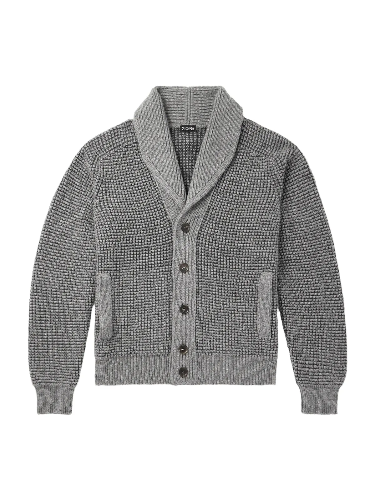 Shawl-Collar Waffle-Knit Cashmere and Mohair-Blend Cardigan - Men Shawl-Collar Waffle-Knit Cashmere and Mohair-Blend Cardigan - Men