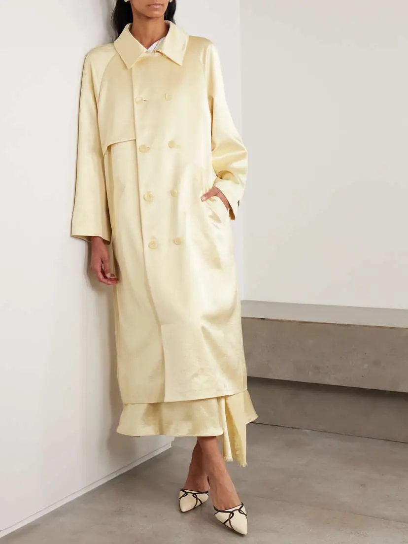 Abadia Double-breasted Satin-twill Trench Coat | Thumbnail 3