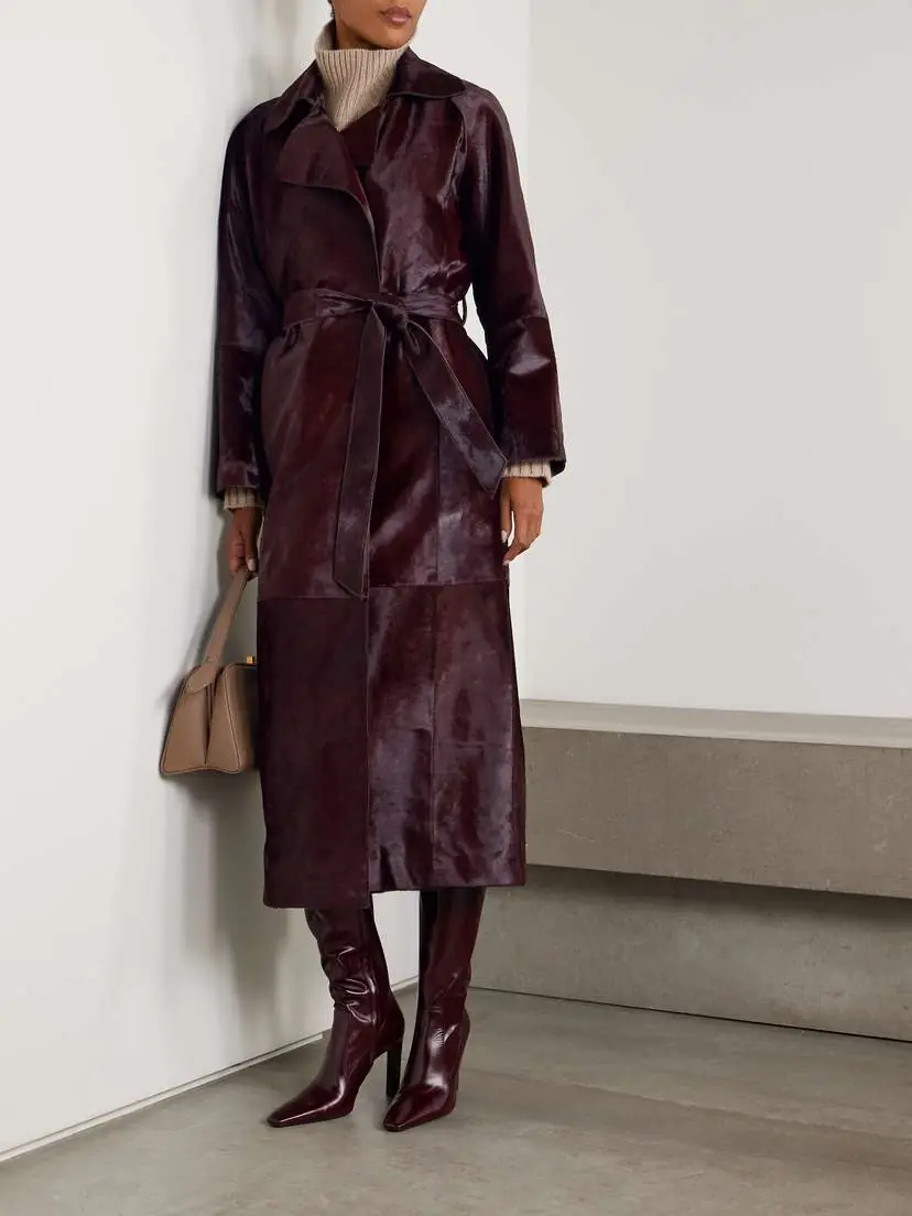 Nour Hammour Althea Belted Cow Hair Trench Coat | Thumbnail 2 Nour Hammour Althea Belted Cow Hair Trench Coat | Thumbnail 2