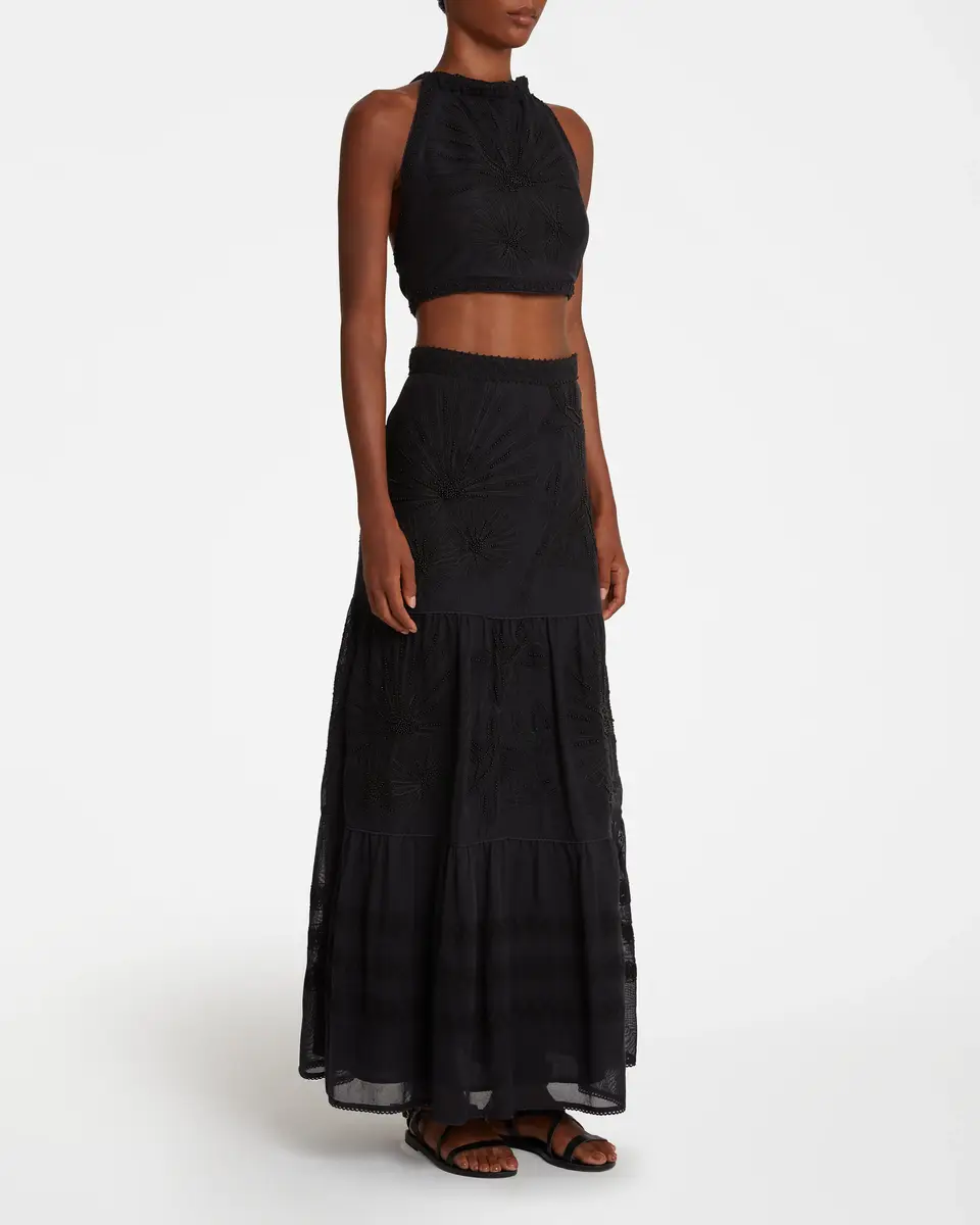 Emporio Sirenuse Elda Skirt With Flower Net Embroidery | Thumbnail 3 Emporio Sirenuse Elda Skirt With Flower Net Embroidery | Thumbnail 3