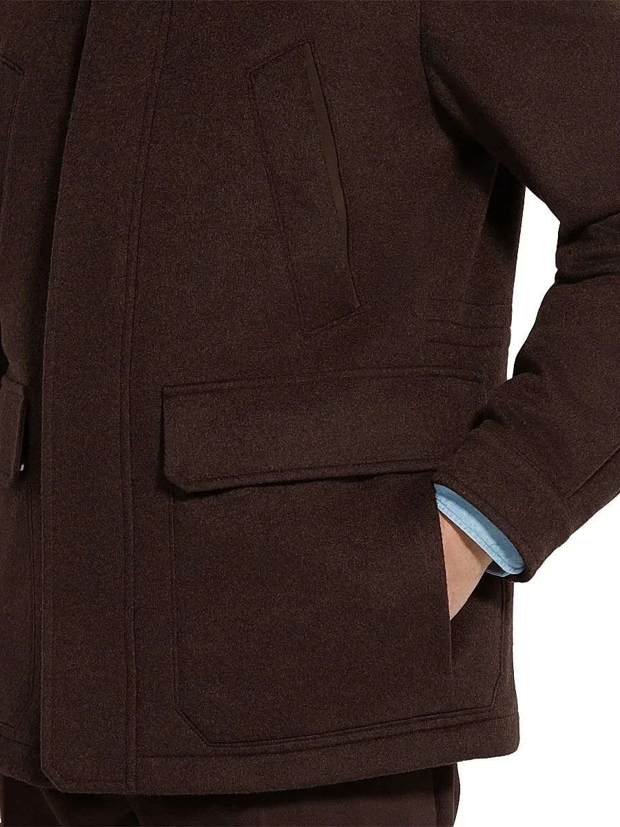 ZEGNA Men's Oasi Cashmere Elements Car Coat - Brown | Thumbnail 4