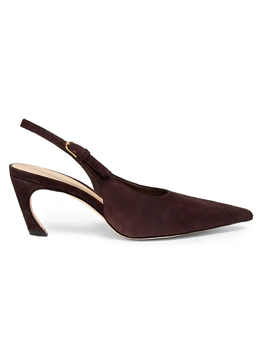 22élevé Women's 6MM Suede Curved-Heel Pumps - Chocolate | Image 1 22élevé Women's 6MM Suede Curved-Heel Pumps - Chocolate | Image 1