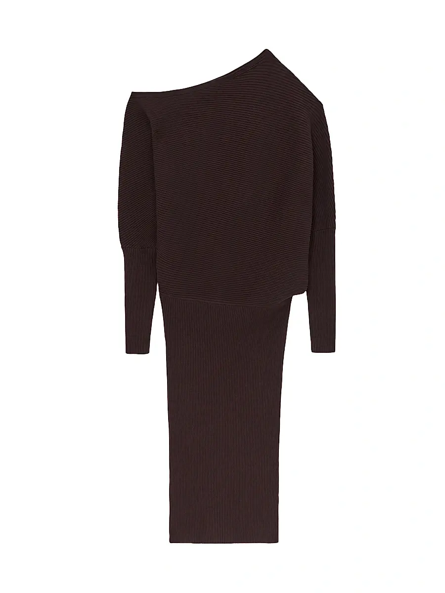 Reiss Women's Lara Rib-Knit Knee-Length Dress - Plum Purple | Image 1 Reiss Women's Lara Rib-Knit Knee-Length Dress - Plum Purple | Image 1