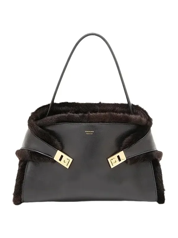 Women's Medium Hug Leather & Shearling Tote Bag