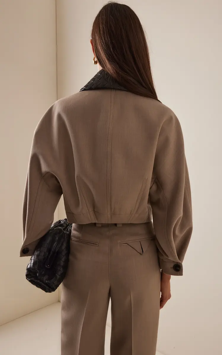 Bottega Veneta Intrecciato-Collar Wool-Twill Jacket | Thumbnail 4 Bottega Veneta Intrecciato-Collar Wool-Twill Jacket | Thumbnail 4
