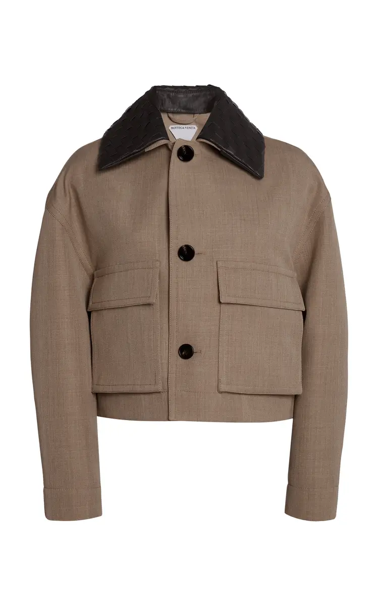 Bottega Veneta Intrecciato-Collar Wool-Twill Jacket | Image 1 Bottega Veneta Intrecciato-Collar Wool-Twill Jacket | Image 1