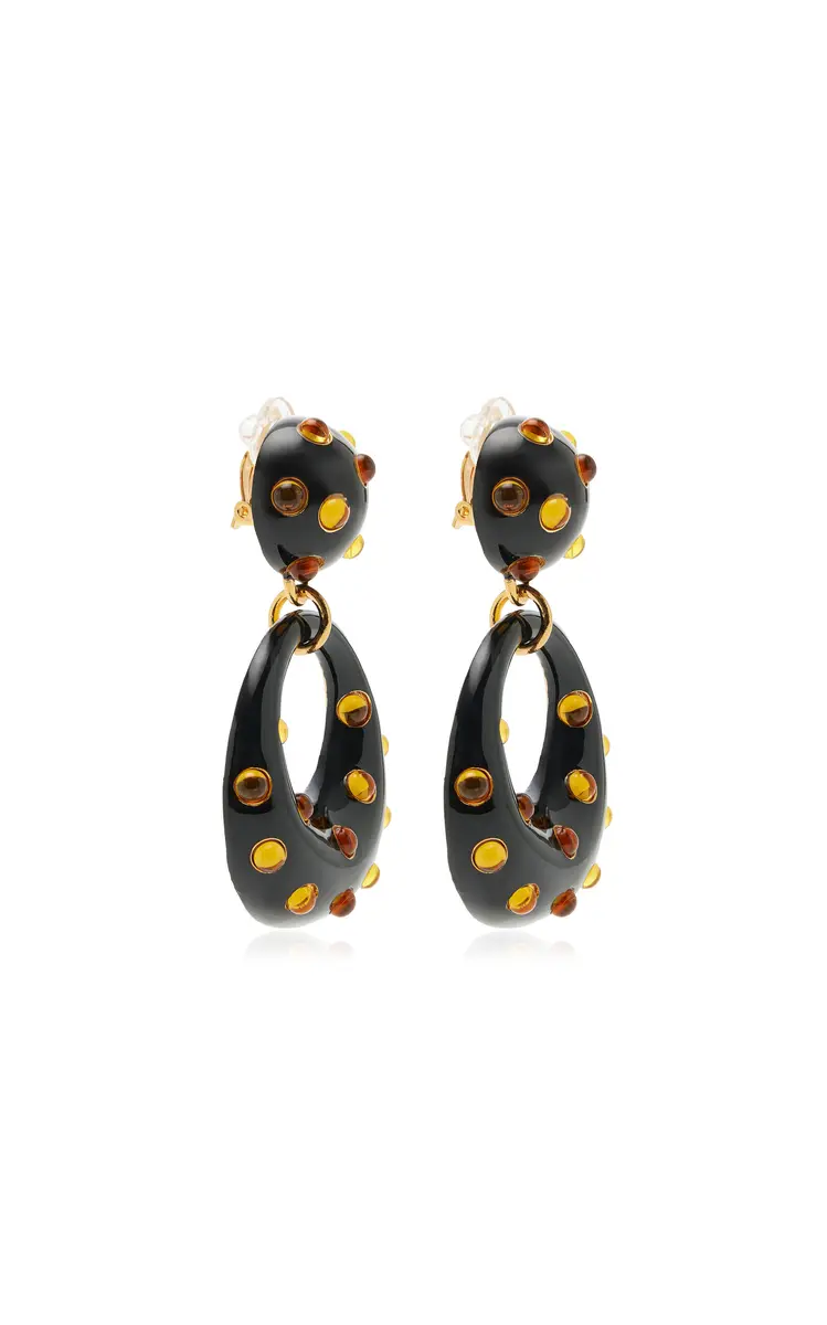 Oscar de la Renta Cabochon Enamel Drop Earrings | Thumbnail 4 Oscar de la Renta Cabochon Enamel Drop Earrings | Thumbnail 4