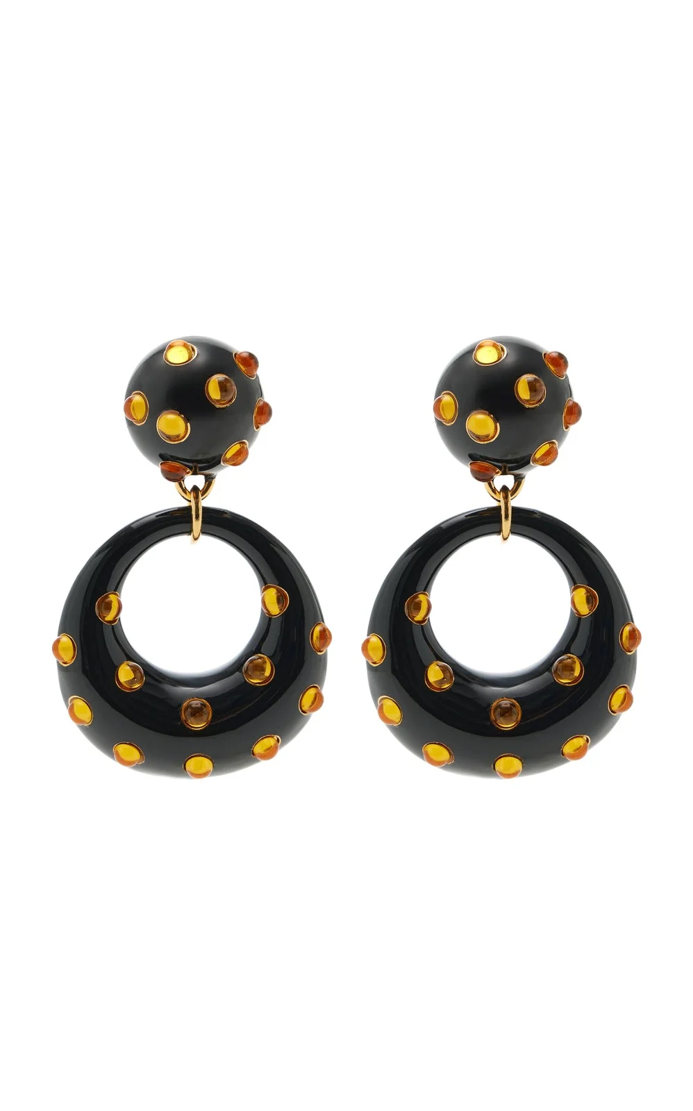 Oscar de la Renta Cabochon Enamel Drop Earrings