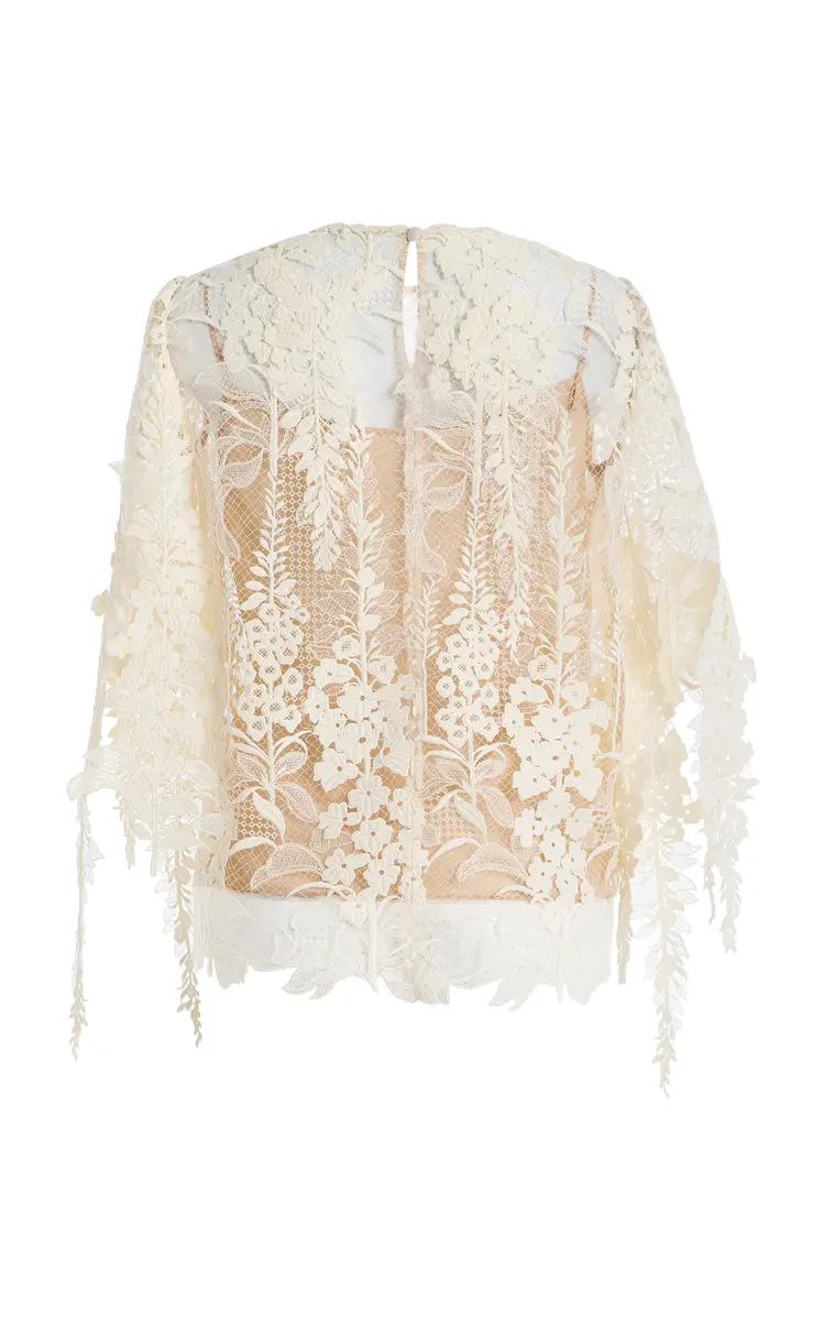 Oscar de la Renta Appliquéd Lace Top | Thumbnail 5