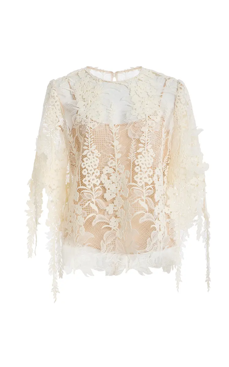 Oscar de la Renta Appliquéd Lace Top | Thumbnail 7