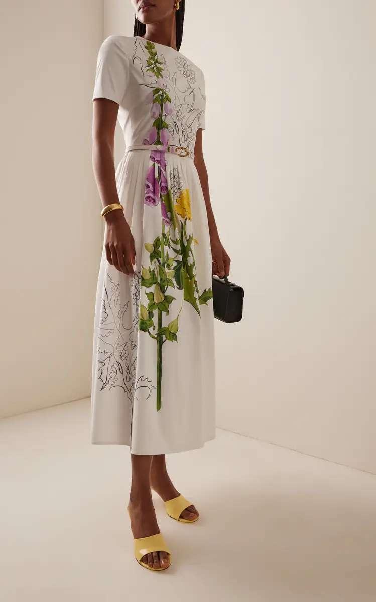 Oscar de la Renta Dandelion-Printed Cotton-Poplin Midi Dress | Thumbnail 2 Oscar de la Renta Dandelion-Printed Cotton-Poplin Midi Dress | Thumbnail 2