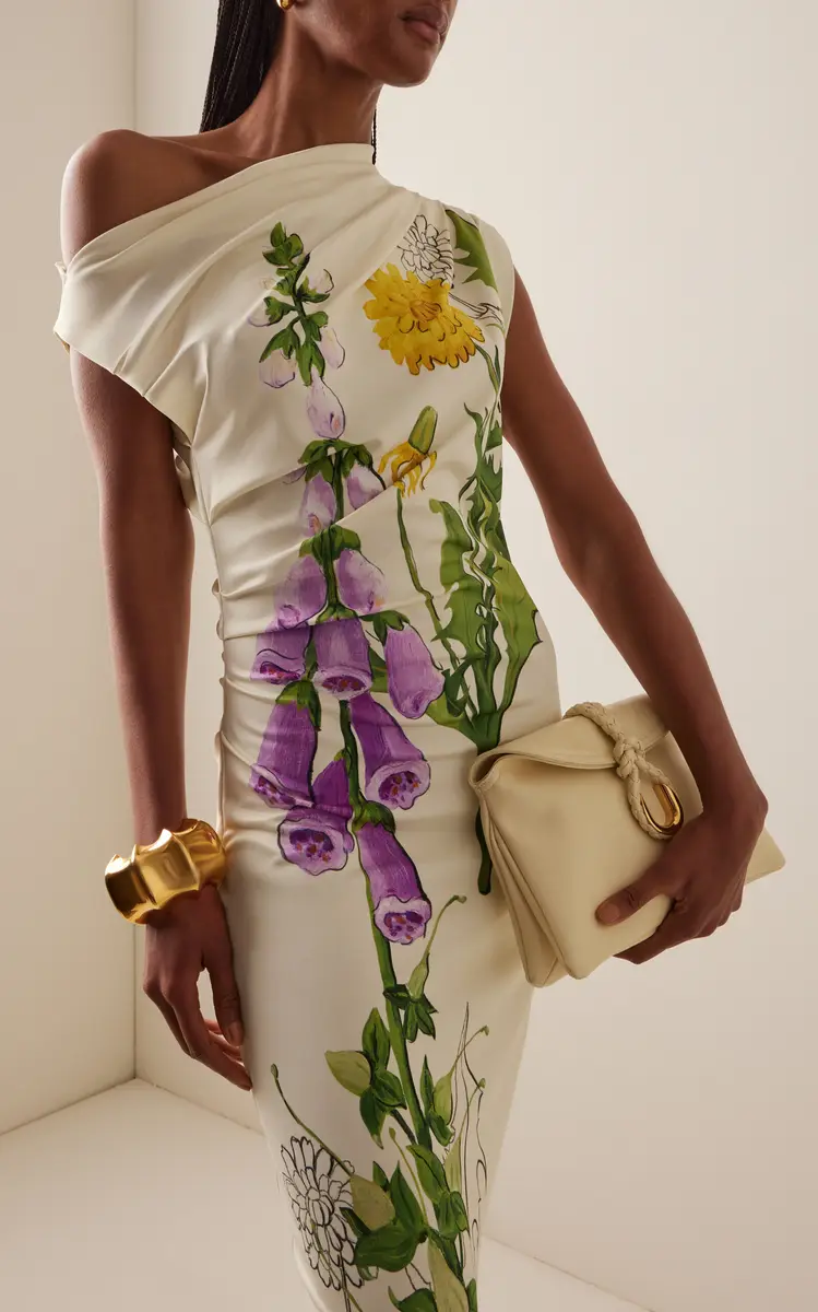 Oscar de la Renta Foxglove-Printed Jersey Midi Dress | Thumbnail 3 Oscar de la Renta Foxglove-Printed Jersey Midi Dress | Thumbnail 3