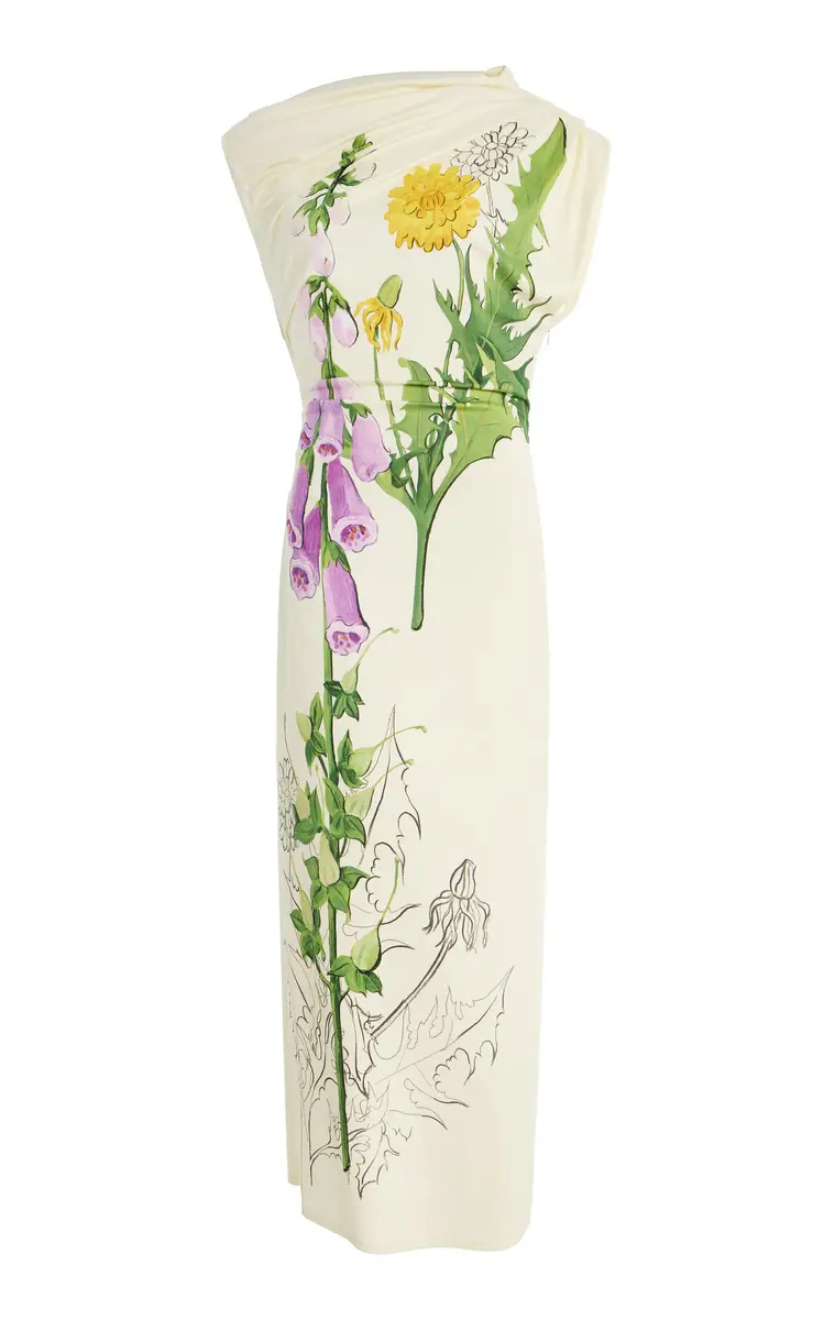 Oscar de la Renta Foxglove-Printed Jersey Midi Dress | Thumbnail 8 Oscar de la Renta Foxglove-Printed Jersey Midi Dress | Thumbnail 8