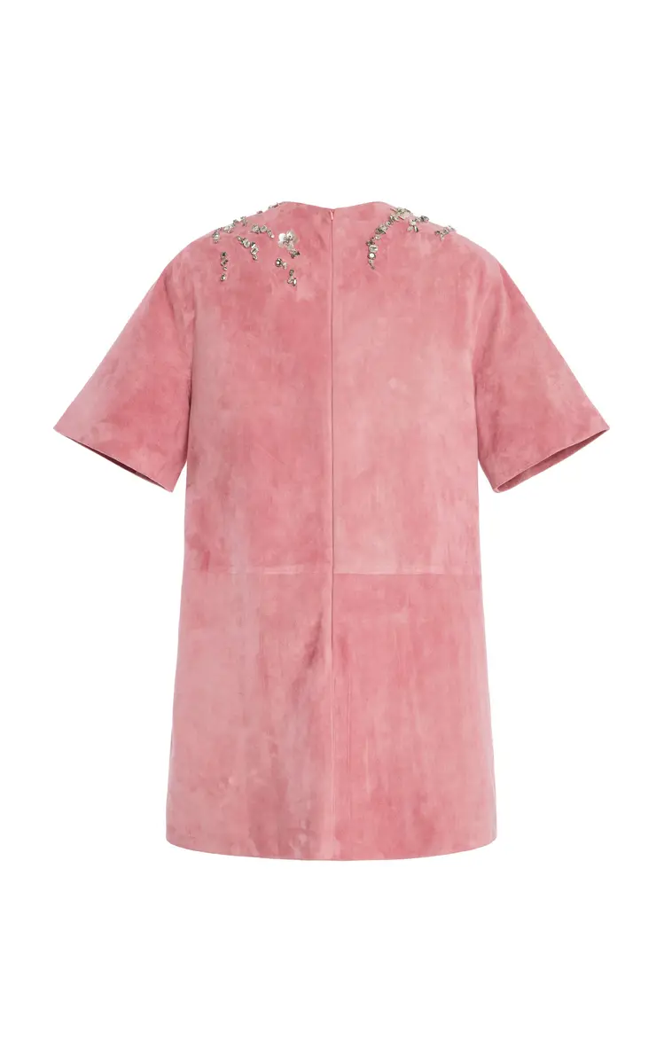 Oscar de la Renta Embellished Suede Mini Dress | Thumbnail 5
