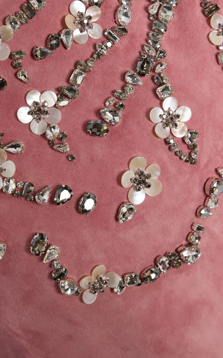 Oscar de la Renta Embellished Suede Mini Dress | Thumbnail 6