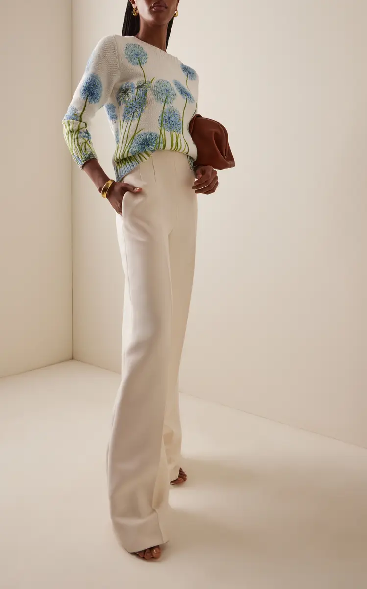 Oscar de la Renta Allium-Printed Cotton-Blend Sweater | Thumbnail 2