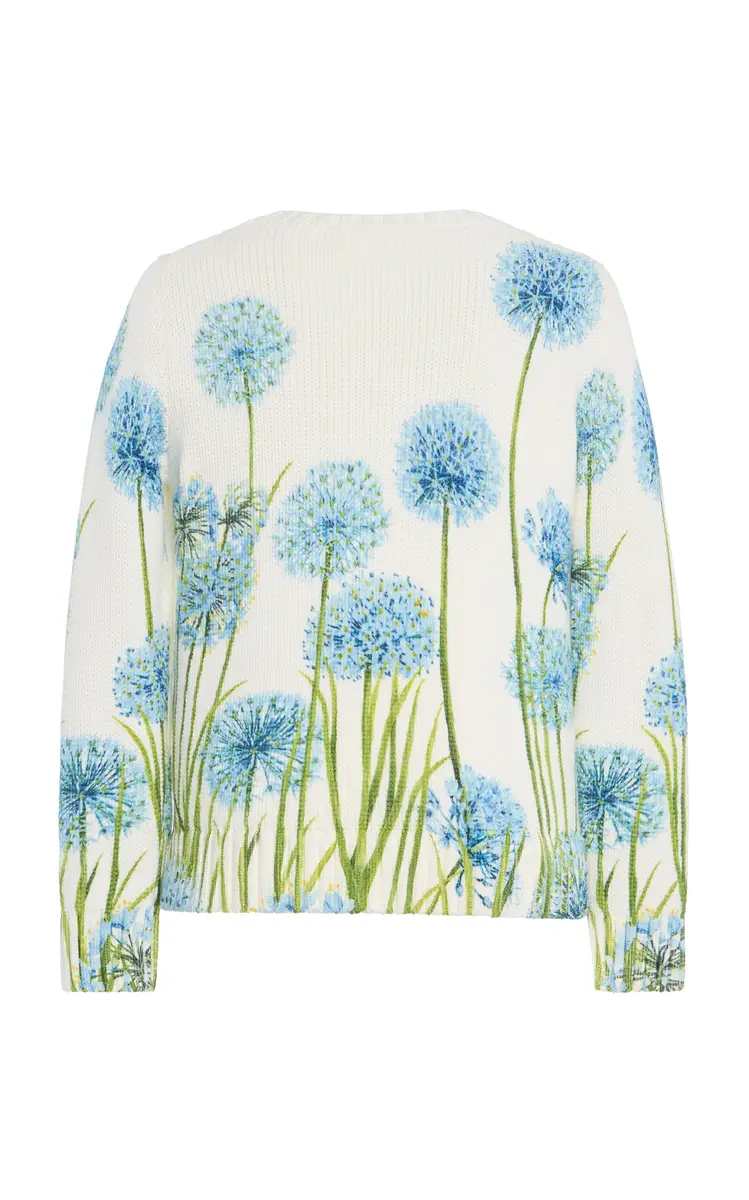 Oscar de la Renta Allium-Printed Cotton-Blend Sweater | Thumbnail 5
