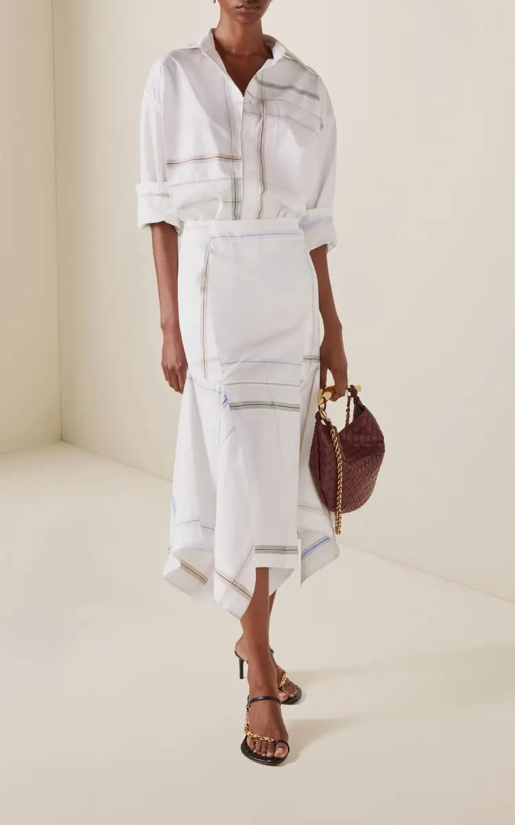 Bottega Veneta Exclusive Checked Cotton Midi Skirt | Thumbnail 3 Bottega Veneta Exclusive Checked Cotton Midi Skirt | Thumbnail 3