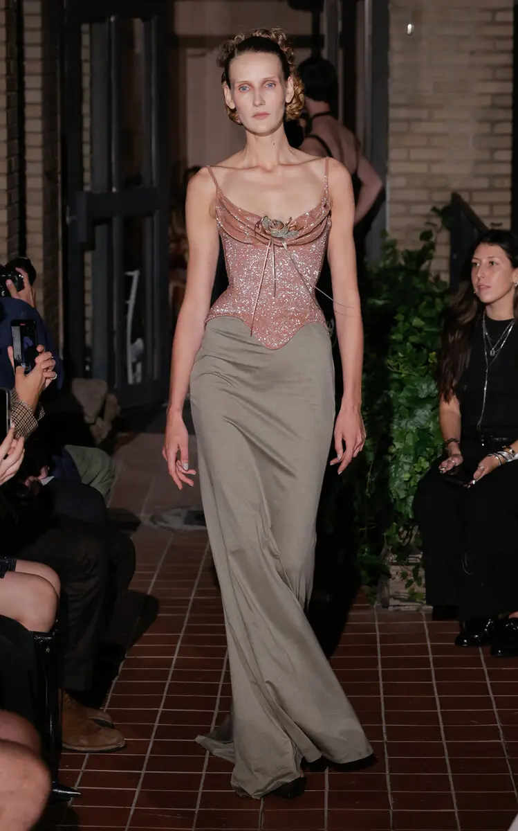 Wiederhoeft Floor-Length Jersey Skirt With Back Drape  | Thumbnail 2