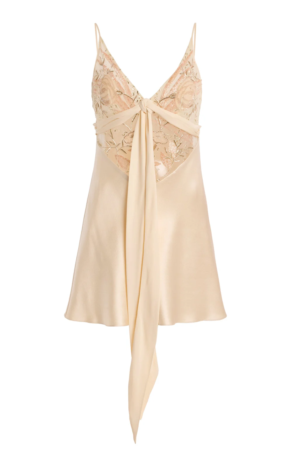 Wiederhoeft Bias-Cut Floral Embroidered Mini Dress