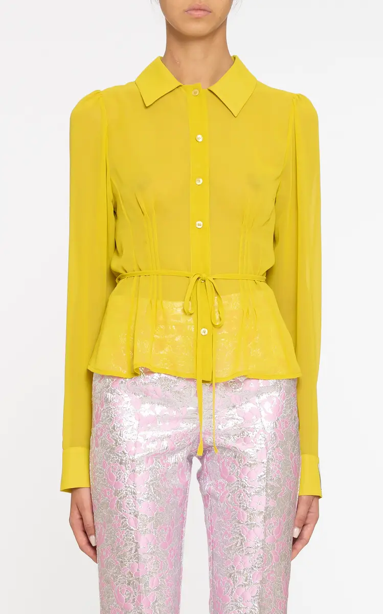 DES_PHEMMES Sheer Tie Button-Down Top | Thumbnail 3