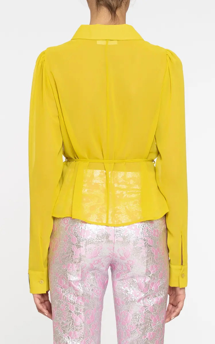 DES_PHEMMES Sheer Tie Button-Down Top | Thumbnail 5