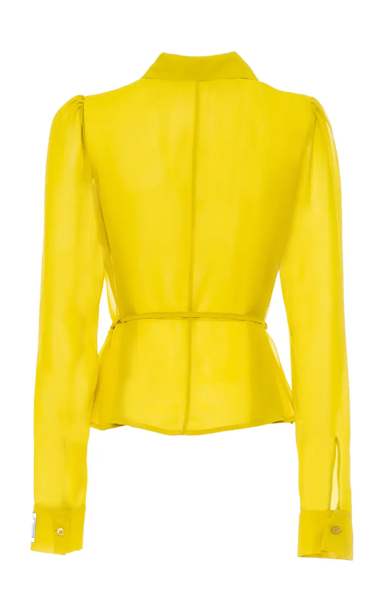 DES_PHEMMES Sheer Tie Button-Down Top | Thumbnail 6