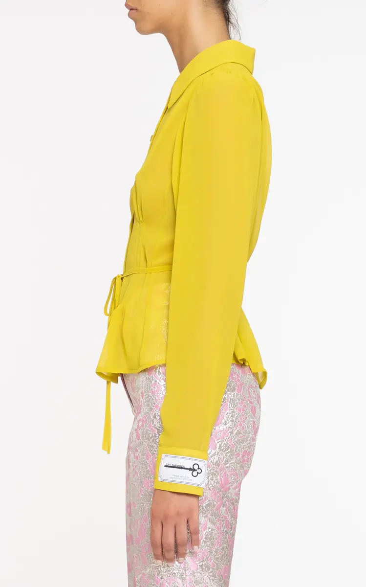DES_PHEMMES Sheer Tie Button-Down Top | Thumbnail 9
