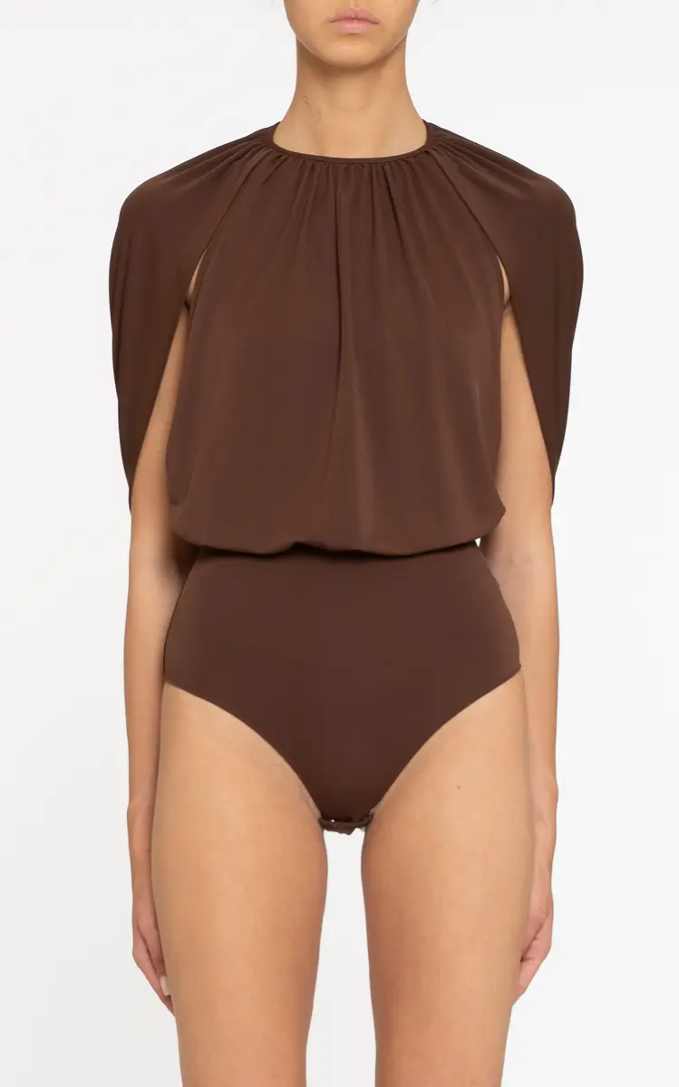 DES_PHEMMES Cape-Sleeve Bodysuit | Thumbnail 3