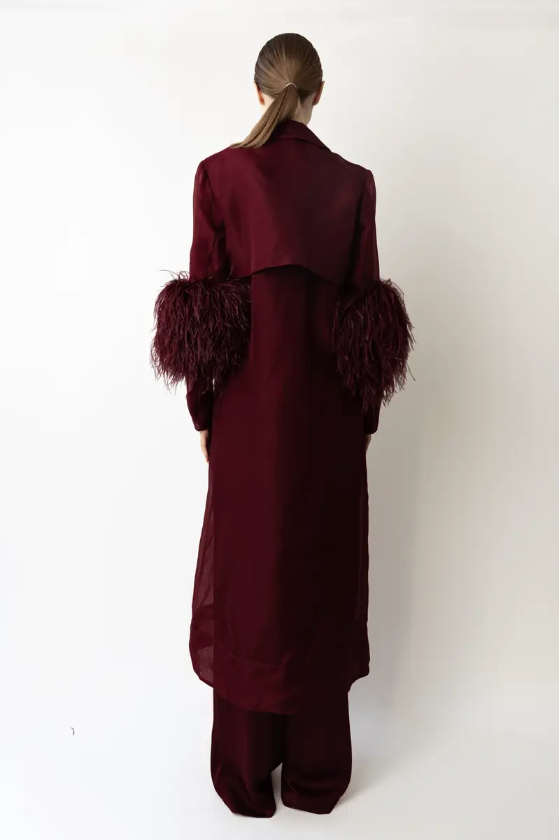 Lapointe Organza Sheer Duster With Feathers | Thumbnail 2 Lapointe Organza Sheer Duster With Feathers | Thumbnail 2