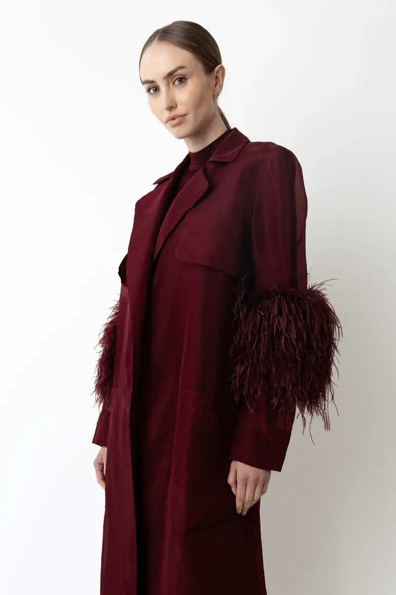 Lapointe Organza Sheer Duster With Feathers | Thumbnail 3 Lapointe Organza Sheer Duster With Feathers | Thumbnail 3