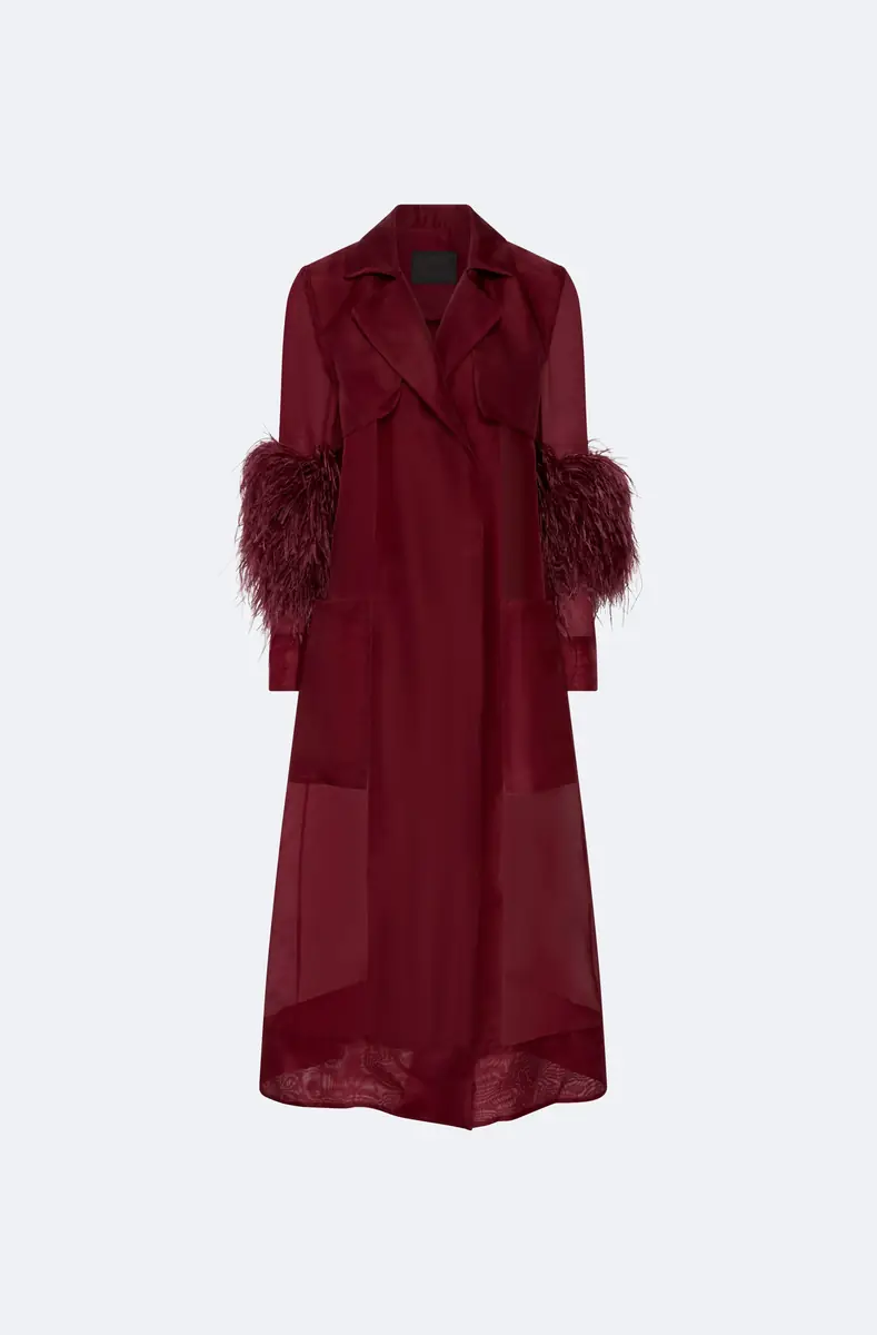 Lapointe Organza Sheer Duster With Feathers | Thumbnail 4 Lapointe Organza Sheer Duster With Feathers | Thumbnail 4