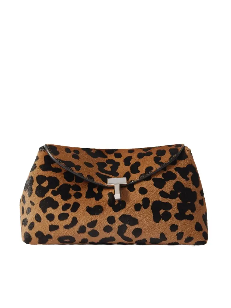 TOTEME T-lock Mini Leopard-print Calf Hair Clutch | Image 1 TOTEME T-lock Mini Leopard-print Calf Hair Clutch | Image 1