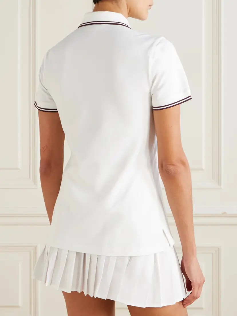 Tory Sport Embroidered Cotton-blend Piqué Polo Shirt | Thumbnail 3