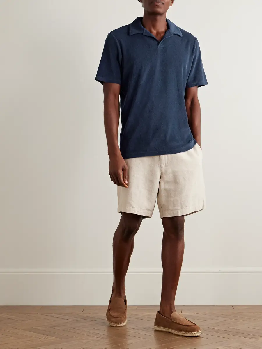 Frescobol Carioca Faustino Camp-Collar Cotton, Lyocell and Linen-Blend Terry Polo Shirt - Men | Thumbnail 2 Frescobol Carioca Faustino Camp-Collar Cotton, Lyocell and Linen-Blend Terry Polo Shirt - Men | Thumbnail 2