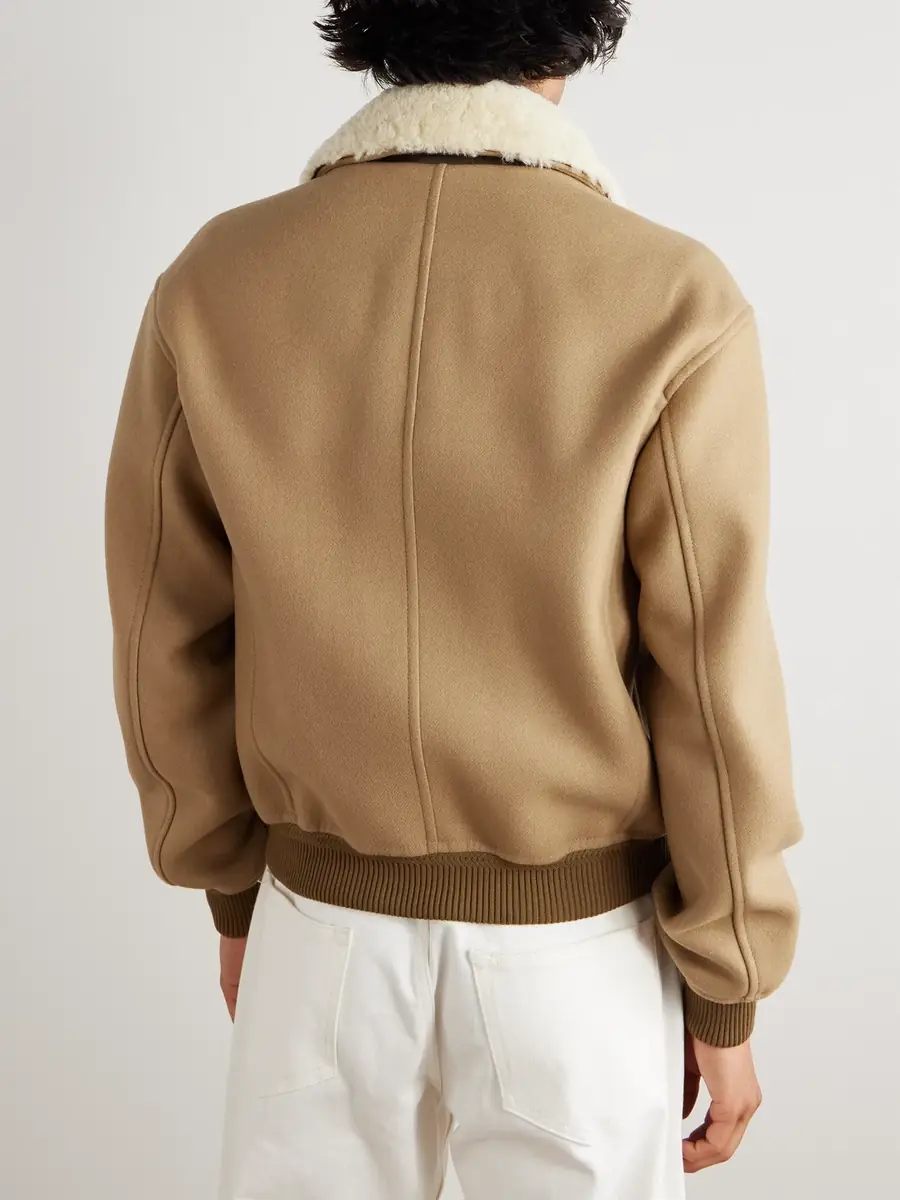 Tom Ford Shearling and Leather-Trimmed Virgin Wool Aviator Jacket - Men | Thumbnail 4