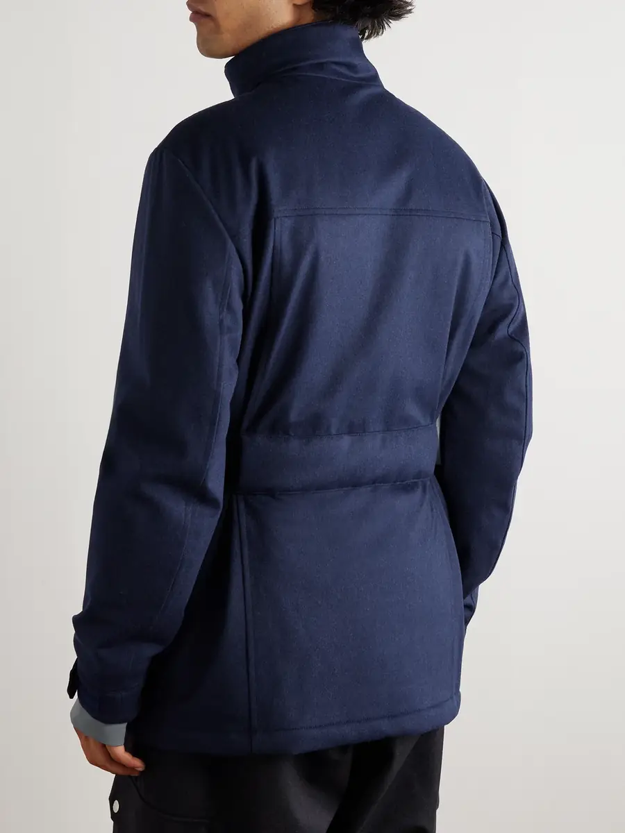 Brunello Cucinelli Belted Stretch-Jersey Trimmed Padded Wool-Felt Ski Jacket - Men | Thumbnail 4