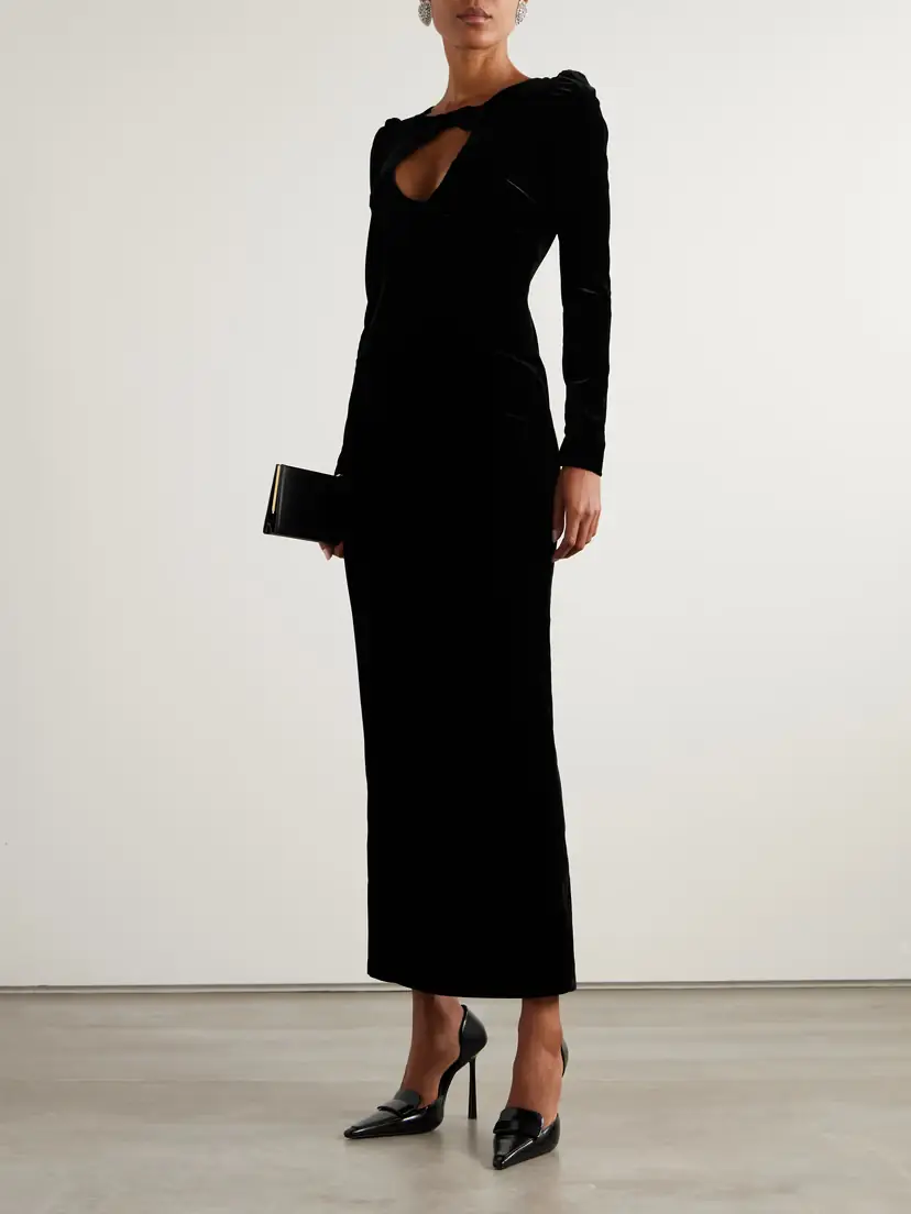 Alessandra Rich Cutout Bow-embellished Velvet Gown | Thumbnail 2 Alessandra Rich Cutout Bow-embellished Velvet Gown | Thumbnail 2