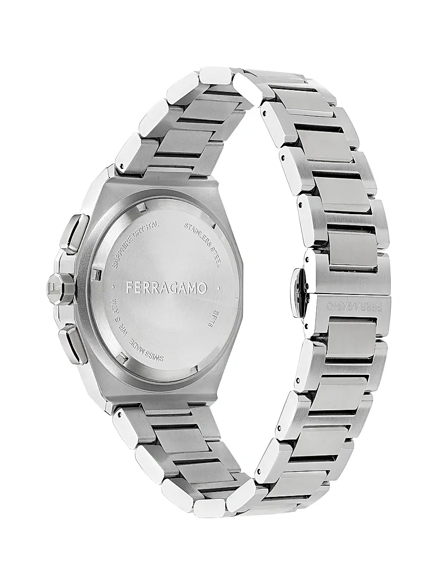 FERRAGAMO Men's Ferragamo Edge Chronograph Stainless Steel Bracelet Watch/42MM - Stainless Steel Blue Dial | Thumbnail 4 FERRAGAMO Men's Ferragamo Edge Chronograph Stainless Steel Bracelet Watch/42MM - Stainless Steel Blue Dial | Thumbnail 4