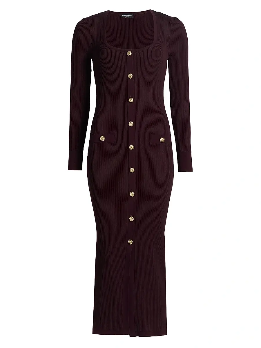 Generation Love Women's Andolina Rib-Knit Midi-Dress - Malbec | Image 1 Generation Love Women's Andolina Rib-Knit Midi-Dress - Malbec | Image 1