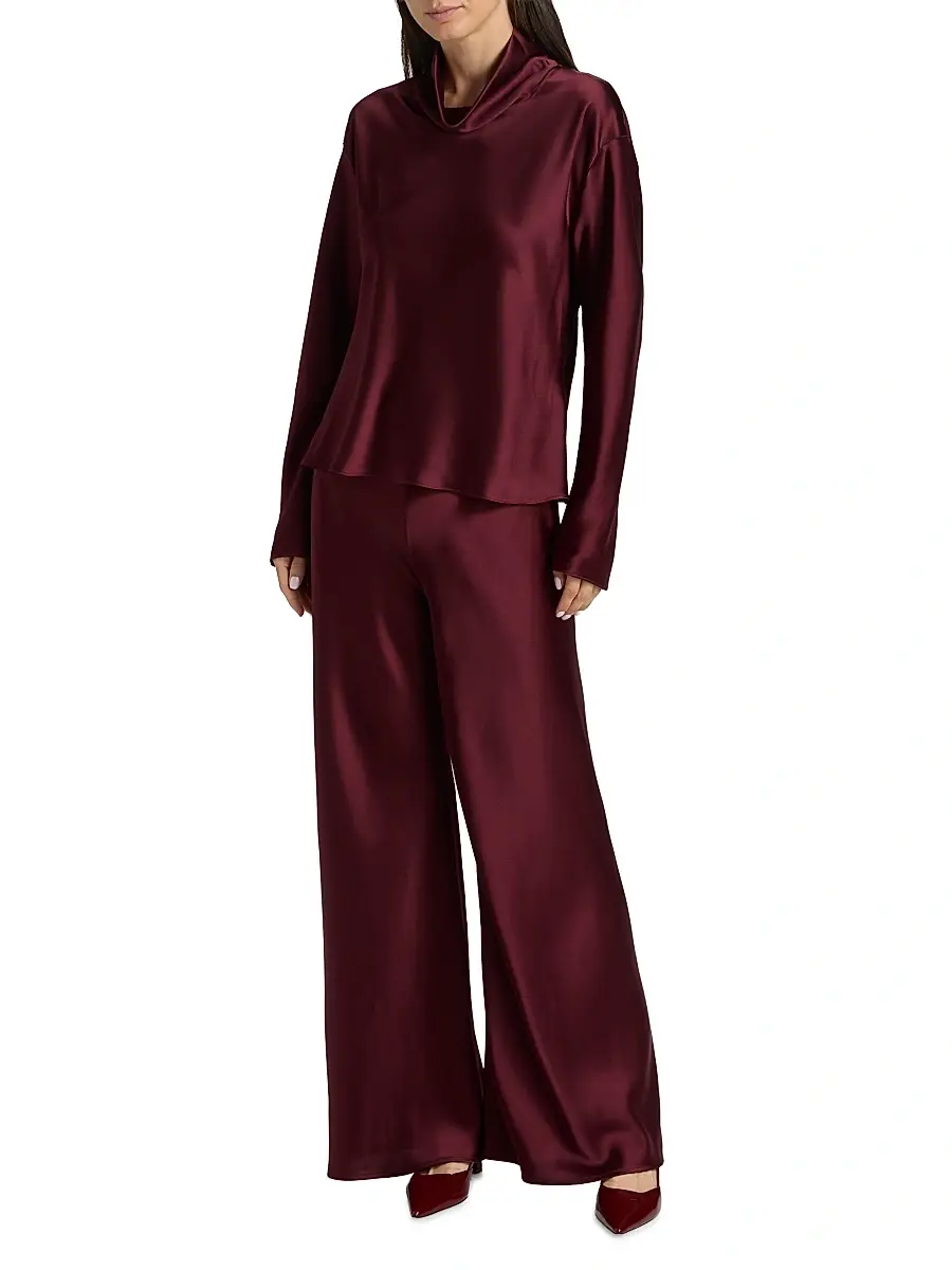 LESET Women's Barb Satin Cowlneck Top | Thumbnail 2 LESET Women's Barb Satin Cowlneck Top | Thumbnail 2