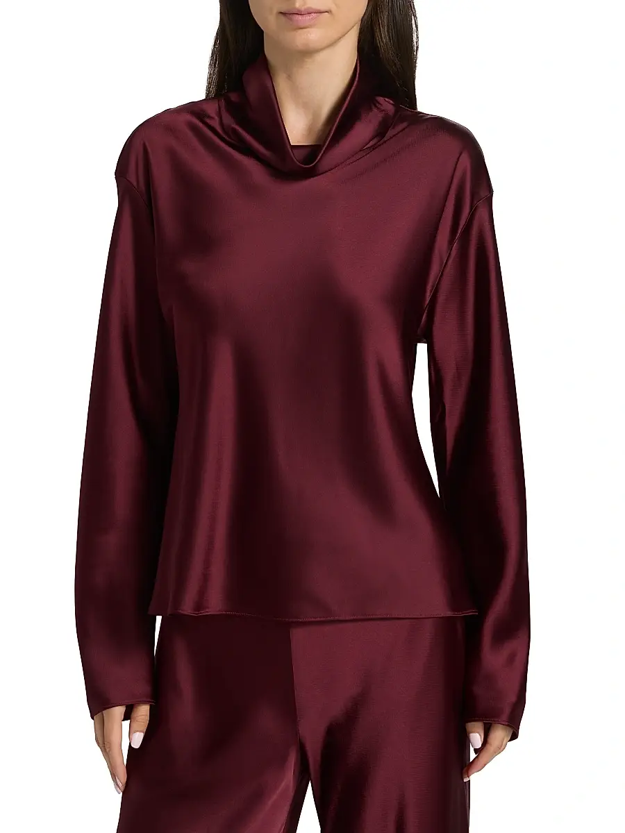 LESET Women's Barb Satin Cowlneck Top | Thumbnail 3 LESET Women's Barb Satin Cowlneck Top | Thumbnail 3